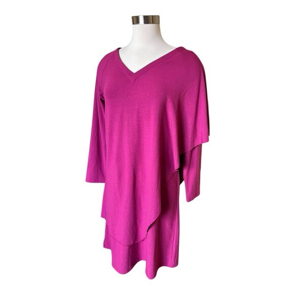 SOFT SURROUNDINGS Marla Layered Dress NWT in Dark Fuchsia Sz XS Lagenlook - Picture 4 of 8